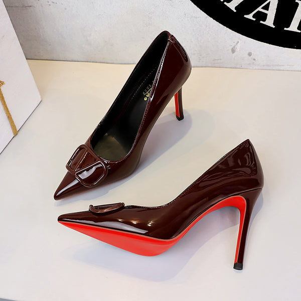 Big Tree Burgundy Formal Court Shoes