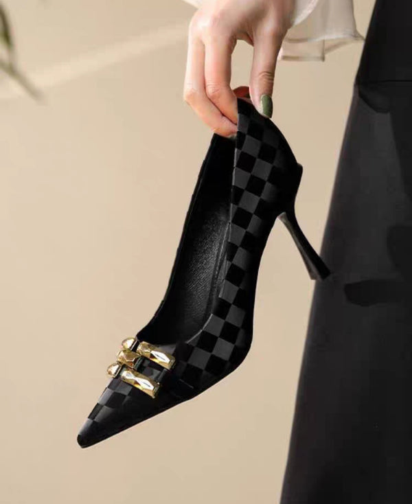Black Checker Heels